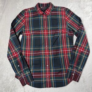 J.Crew Women’s Perfect Shirt in Steward Plaid 100% Cotton Black Button Front 4